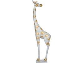 Figura Decorativa de Girafa em Metal com Madrepérola Pintada em Tons Bege Mogambo MOSTRA CASA