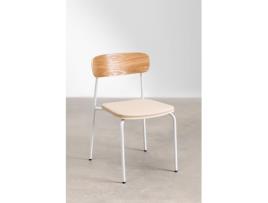 Pacote Com 4 Cadeiras De Jantar Empilháveis Em Couro Sintético Wilpier Folha de Couro Gardénia Branco SKLUM