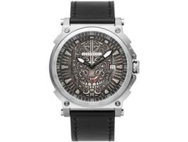 Relógio masculino preto couro real Pl15728Js.61 POLICE