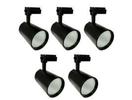 5X Spotlight Teto Levou Trilho 30W Branco Neutro 4200K 3000 Lúmens 185V-265V Ac Monofásico Cor de Alumínio Preto JANDEI