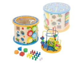 Cubo Motoric Play Cube 8 em 1 com Tabuleiro para Crianças a Partir de 1 Ano de Idade em Madeira JOYZ