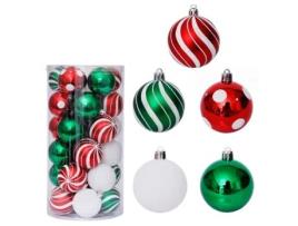 Conjunto de Bolas de Natal TUSERXLN Pintadas Formas Irregulares Plástico Branco - 30un