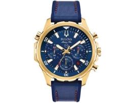 Relógio masculino azul couro real estrela marinha 97B168 BULOVA