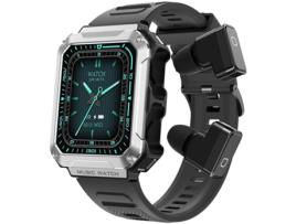 Smartwatch com Auscultadores Tws LEMFO T93 Prata