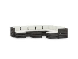Conjunto Lounge Jardim Almofadões Madeira Impreg. Cinzento 11 Un