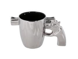 Caneca Prateada com Pega de Revólver / Dimensões: 17,5 X 8,5 X 10,1 Cm OUT OF THE BLUE