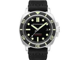 Relógio masculino preto couro real Hull Diver automático Sp-5088-01 SPINNAKER