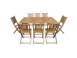 Cj Mesa + 8 Cadeiras Mad Acácia Odemira KASA