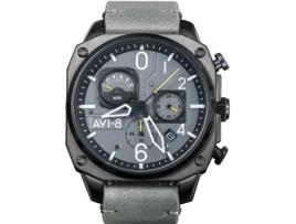Relógio Masculino Couro Real Cinza Av-4052-03 AVI-8