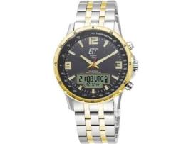 Relógio masculino ouro aço inoxidável profissional controlado por rádio Egs-11553-21M ETT ECO TECH TIME