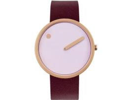 Relógio feminino vermelho couro real 43382-4920Mr PICTO