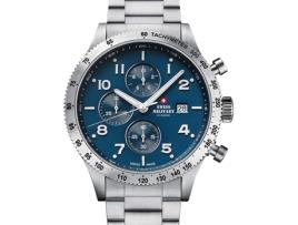 Relógio masculino prata aço inoxidável cronógrafo Sm34084.02 SWISS MILITARY BY CHRONO