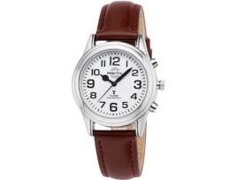 Relógio feminino marrom couro real Mtla-10807-12L MASTER TIME