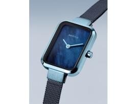 Relógio feminino azul aço inoxidável clássico 14520-398 BERING