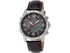 Relógio masculino preto couro real Egt-11573-21L ETT ECO TECH TIME