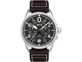 Relógio Masculino Spitfire Couro Marrom Real Cronógrafo Av-4089-01 AVI-8