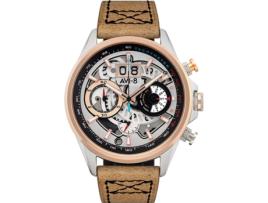 Relógio masculino marrom couro real Hawker Harrier cronógrafo Av-4065-02 AVI-8