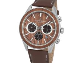 Relógio masculino marrom couro real Eco Power 1-2115B JACQUES LEMANS