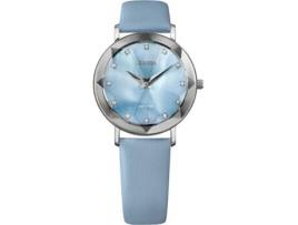 Relógio feminino azul couro real faceta J5.604.M JOWISSA