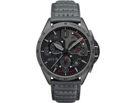 Relógio Masculino Cinza Couro Real P-51 Mustang Cronógrafo Av-4077-03 AVI-8