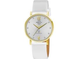 Relógio feminino couro real branco Mtla-10802-45L MASTER TIME