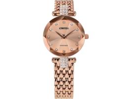 Relógio feminino ouro rosa aço inoxidável faceta strass J5.634.S JOWISSA