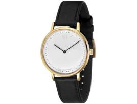 Relógio masculino preto couro real Gropius Df-9020-03 DUFA