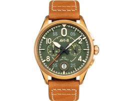 Relógio Masculino Spitfire Couro Marrom Real Cronógrafo Av-4089-02 AVI-8