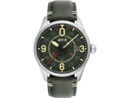 Relógio Masculino Verde Real Couro Spitfire Automático Av-4090-03 AVI-8