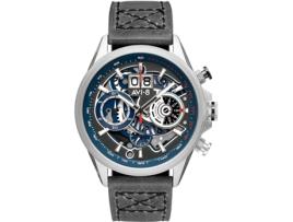 Relógio masculino cinza couro real Hawker Harrier cronógrafo Av-4065-04 AVI-8