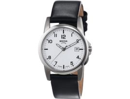 Relógio feminino preto couro real Uhr titânio 3298-01 BOCCIA