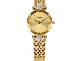 Relógio feminino ouro aço inoxidável faceta strass J5.629.S JOWISSA