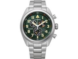 Relógio masculino prata titânio super-titânio Eco-Drive At2480-81X CITIZEN