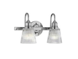Scece de Wall QUINTIESSE Qn-Addison2-Bath Aço Addison Vidro com Nervuras Transparentes G9 2 Lâmpadas
