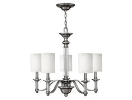 Lustre HINKLEY Hk-Sussex5 Aço Sussex Linho Vidro Transparente E14 5 Lâmpadas