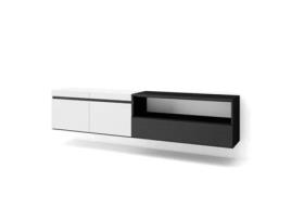 Móvel de Tv 200X45X35cm para Televisores Até 80 Suspensos Branco e Preto SKRAUT HOME