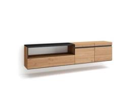 Móvel de Tv 200X45X35cm para Televisores Até 80 Suspensos Carvalho e Preto SKRAUT HOME