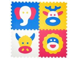 Tapete quebra-cabeça de espuma para bebês de 4 peças animais C'Baby COLORBABY