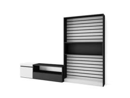 Conjunto de Móveis Tv 260X186X35cm para Televisores Até 65 Estante para Tv Branco e Preto SKRAUT HOME