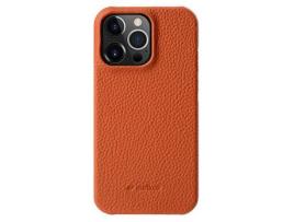 Capa para iPhone 14 Pro MELKCO Pele Sintética Anti-Riscos Laranja