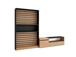 Conjunto de Móveis Tv 260X186X35cm para Televisores Até 65 Estante para Tv Carvalho e Preto SKRAUT HOME