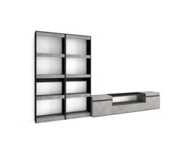 Conjunto de Móveis Tv 320X186X35cm para Televisores Até 80 Estante para Tv Cimento SKRAUT HOME