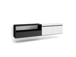 Móvel de Tv 200X45X35cm para Televisores Até 80 Suspensos Branco e Preto SKRAUT HOME