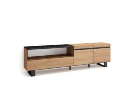 Móvel de Tv 200X57X35cm para Televisores Até 80 Design Industrial Carvalho e Preto SKRAUT HOME