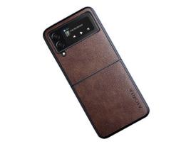 Capa para Samsung Galaxy Z Flip 3 5G AIORIA Pele Sintética Castanho