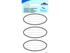 12 Etiquetas Adesivas Escolares Oval Preto GLOBAL GIFT