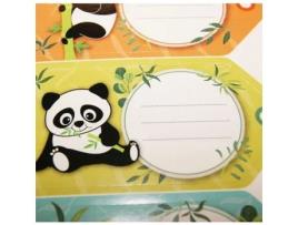 12 Etiquetas Adesivas Escolares Retangular Pandas GLOBAL GIFT