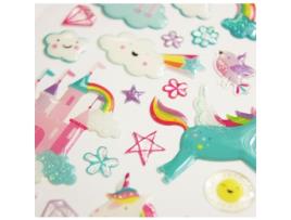 Adesivos Unicórnios Glitter Epóxi GLOBAL GIFT