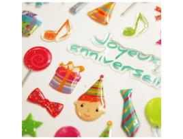 Adesivos Aniversário Glitter Epóxi Transparente GLOBAL GIFT