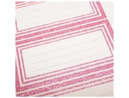 12 Etiquetas Adesivas Escolares Retângulo Rosa Glitter GLOBAL GIFT